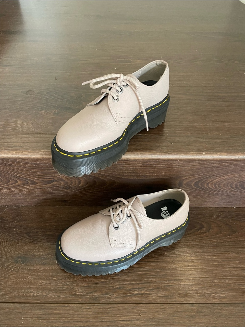 Dr. Martens Women’s Platform Leather 1461 Shoes (Vintage Taupe) - Picture 3 of 8